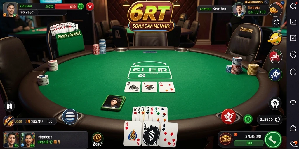 Screenshot gameplay 6RT menampilkan suasana Poker yang mendebarkan.