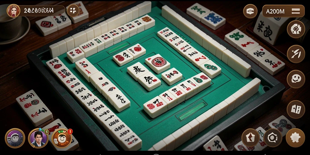 Screenshot A200M menampilkan layar permainan Mahjong yang menarik dan penuh warna.