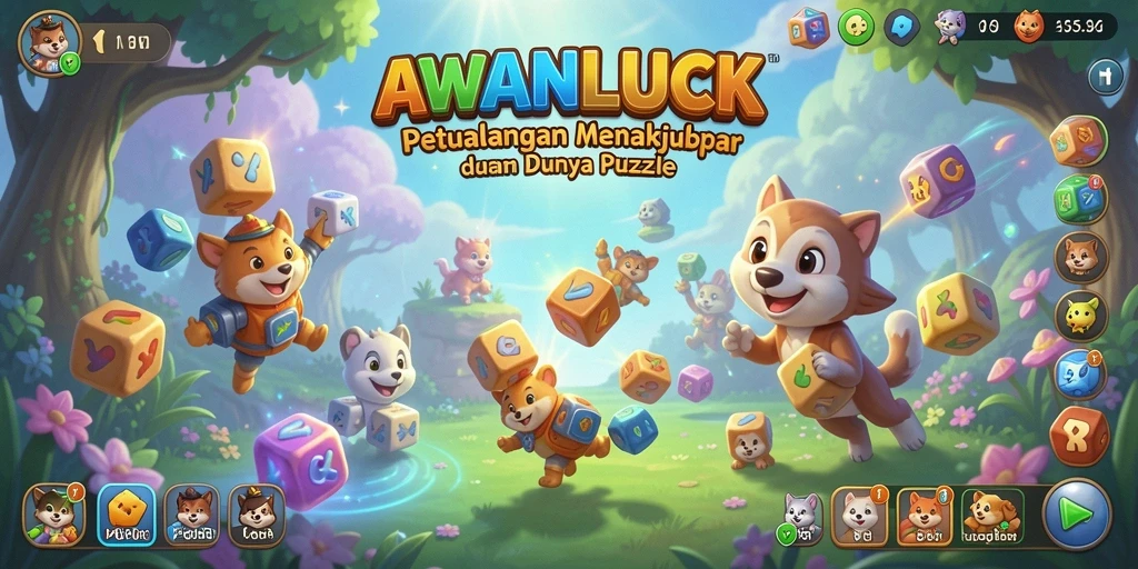 Screenshot dari gameplay AWANLUCK yang penuh warna dan menantang.