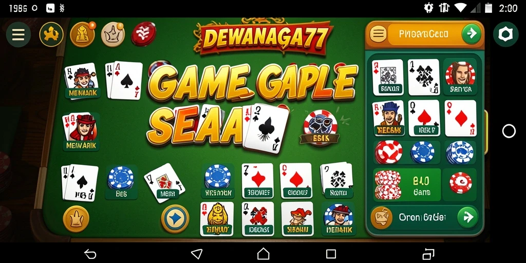 Tampilan gameplay seru dari DEWANAGA77 dengan kartu Gaple.