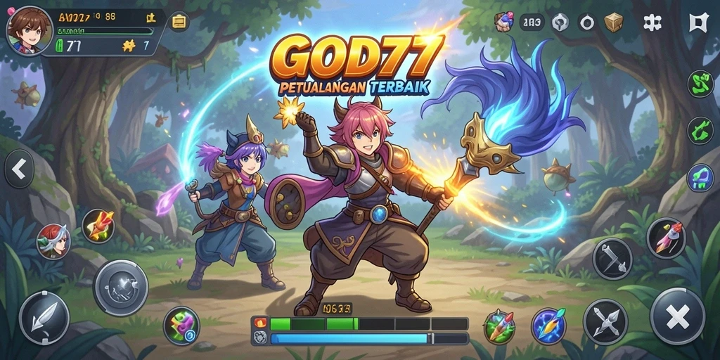 Tampilan gameplay <strong>GOD77</strong> yang menghibur dengan aksi anime seru.