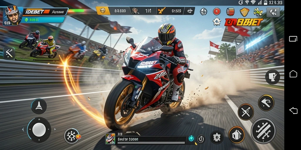 Screenshot menunjukkan balapan motor yang mendebarkan di IDEBET.