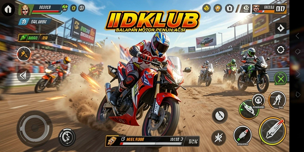 Screenshot gameplay seru di IDKLUB yang menampilkan balapan motor.