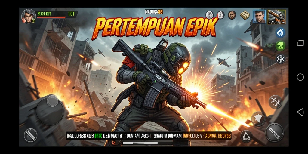 Tampilan gameplay seru di MADURA88 dengan pertarungan aksi yang intens.