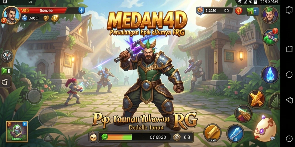 Screenshot utama MEDAN4D menampilkan karakter dalam aksi pertempuran RPG yang mendebarkan.