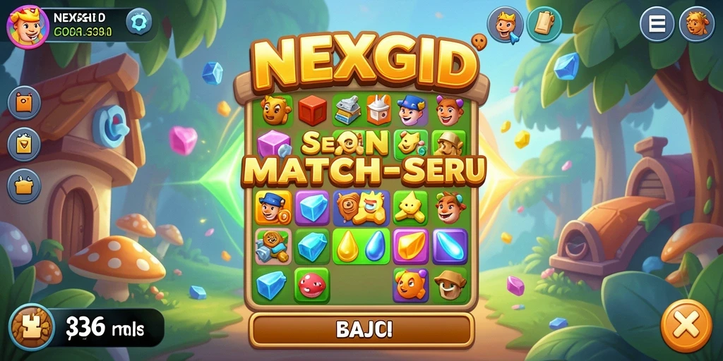 Tangkapan layar gameplay NEXGID yang penuh warna dalam aksi Match-3.