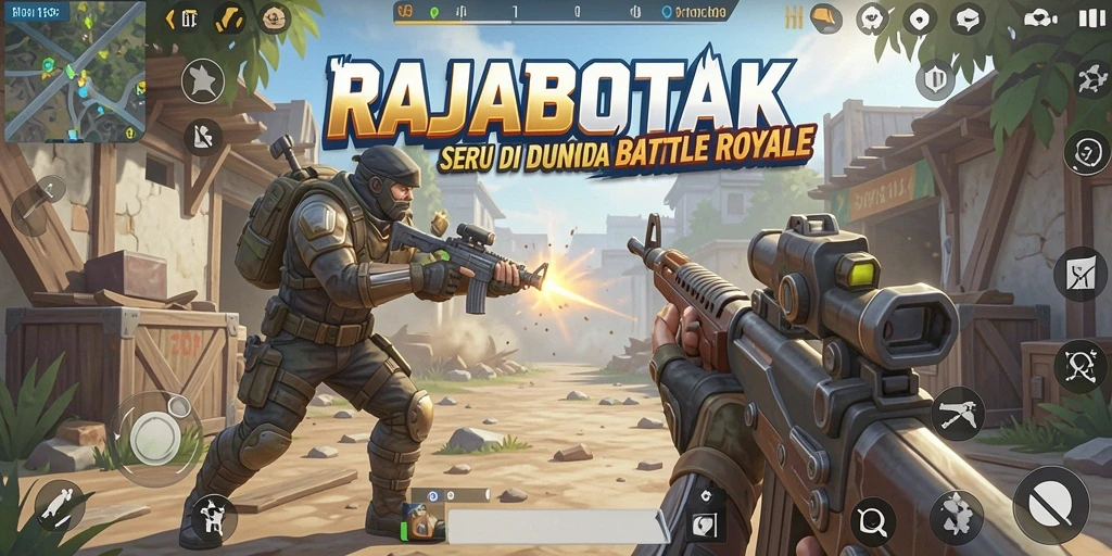 Tampilan gameplay RAJABOTAK yang mendebarkan dalam pertempuran Battle Royale.