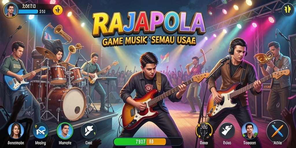 Screenshot utama RAJAPOLA menunjukkan gameplay musik yang menegangkan.