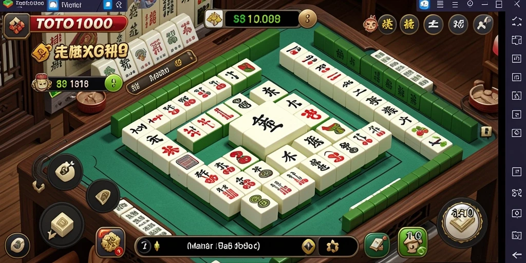 Screenshot utama TOTO1000 menampilkan gameplay Mahjong yang menantang dan menarik.